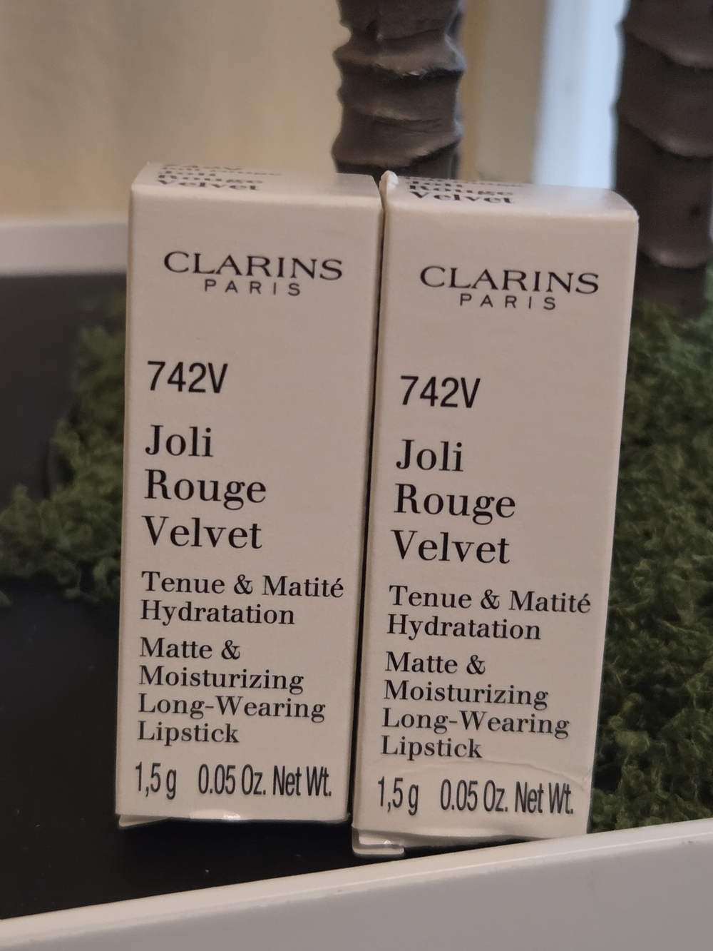 2x Clarins Joli Rouge Velvet Lipstick 742V Joli Rouge Velvet 0.05 oz 1.5g